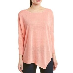 Incashmere 100% Linen Coral Breathable Sz S Asymmetrical Tunic Top